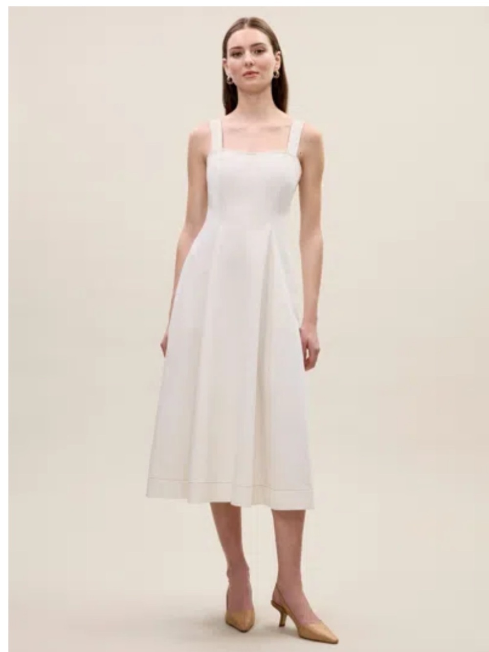 Rebecca Taylor  Cora Denim Eggshell Wash Denim Midi Dress, Size 10